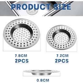 4 Pieces Strainer Drain Protector Hair,Bath Plug Hair Catcher,Drain Protector Filter,Food Catcher For Bathroom,Plug Hole Hair Catcher,Used To Protect Shower, Bathroom, Kitchen Strainer Plug