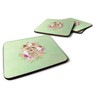 Caroline's Treasures CK4357FC Yorkie Green Flowers Foam Coaster Set of