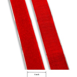 1 Inch Wide Red Hook and Loop Adhesive Tape - 1 Yd Length Self Sticky Heavy Duty Fastener for Window Fixing, Mosquito Net, Carpets, DIY Projects, Handmade