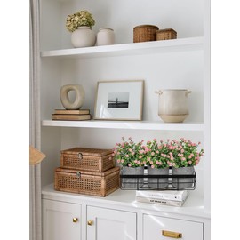 DILATATA Baby's Breath Artificial Flowers Table Centerpiece Decoration Potted Artificial Babys Breath Small Fake Plants for Shelf Desk Home Decor Fake Pink Babys Breath Flower with Vase