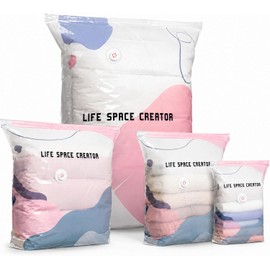 4 Pack Life Space Creator Storage Bags, Reusable No Pump Vacuum Storage Bags for Clothes, Bedding, Duvets, Blankets and Travel (4pcs,19.69 × 27.56 × 12.60 in)