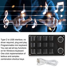 Teclado mecánico macro, acrílico de 12 teclas, programable, multifunción, teclado para juegos con una sola mano, función de memoria, teclado mecánico 