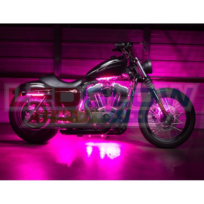 LEDGlow 6pc Advanced Pink LED Motorcycle Accent Neon Underglow Lighting