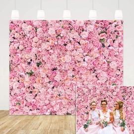 Pink Floral Backdrop for Photography Spring Flower Bridal Backdrop Family Wedding Birthday Valentine's Day Mother Day Party Backdrop Baby Shower Adult Girl Portrait Banner Art Studio Prop 10x8ft