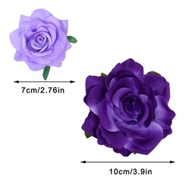 Topbuti Rose Hair Clip Flower Hairpin Brooch Floral Clips, 4 Pcs Fabric Rose Flowers Hair Clips Mexican Hair Flowers Pin up Headpieces for Woman Girl Wedding Party Mother's Day (2 Sizes) (Purple)