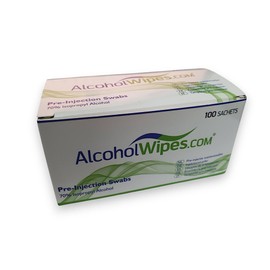 AlcoholWipes.COM Pre-Injection Swabs by AlcoholWipes.COM, 70% Isopropyl Alcohol (IPA), 100 Swabs/Wipes