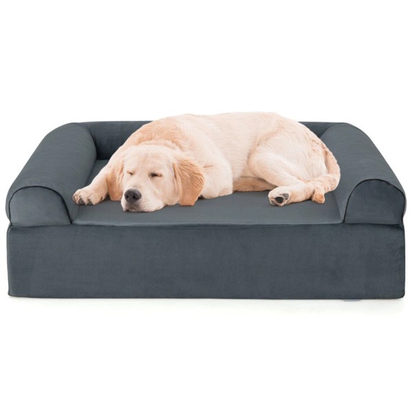 Orthopedic Memory Foam Dog Sofa Bed with Headrest for Large