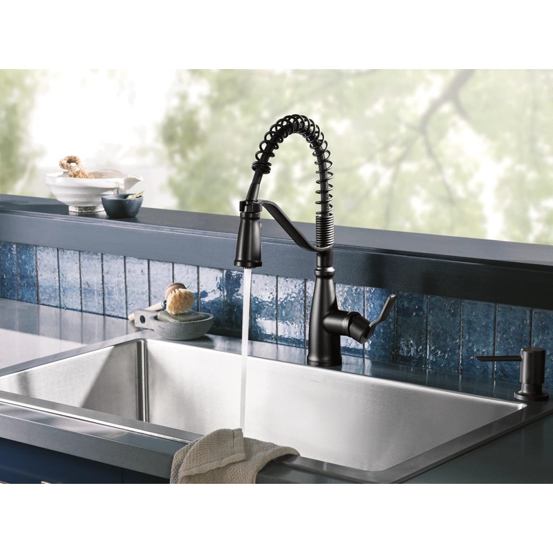 Moen S3947BL Modern Deck Mounted Kitchen Soap Dispenser with Above