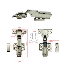 GEFONG 105 Degree Clip-on Half Overlay Kitchen Cabinet Soft Close Hydraulic Hinges 35 mm with Damper Buffering Mute Hinge for Wardrobe Cupboard Door Pack of 2 Pcs