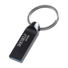 DOCOELF USB Stick 32GB, Metal USB 3.0 Memory Stick 32GB Waterproof Pendrive 32GB Portable USB Flash Drive with Keychain for School Office Car PC Laptop (Grey)