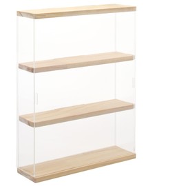 NONEMEY Clear Acrylic Display Case Stand with Wood Base 2 Tier、3 Tier、12/24 Compartments Storage Box Wall Mount Showcase Dustproof Organizer Box for Collectibles (3Tier 12×3.3×15inch)