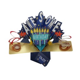 Second Nature "Awesome Birthday" with Candles Pop Up Greeting Card - POP128
