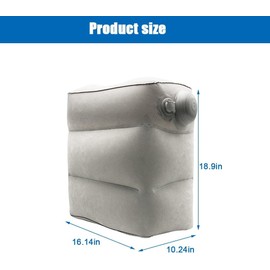 Inflatable Foot Rest for Air Travel,Airplane Travel Foot Rest Adjustable Height,Car/Airplane,Footrest Pillow with Pump for Office,Train,Cars,Home (Grey)