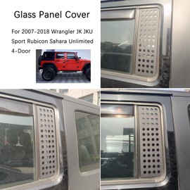 Rear Door Window Decals Aluminum Alloy Glass Panel Cover for 2007-2018 Wrangler JKU 4Door (Porous)