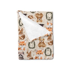 Woodland Animals Baby Blanket for Boys Girls Cute Bear Raccoon Deer Rabbit Hedgehog Retro Floral Flannel Swaddle Blanket Soft Receiving Blankets Nursery Toddler Newborn Daycare Bed Blankets 30x40