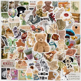 Retro Literature Sticker Set 50 Pieces Cute Decoration for Car Laptop Skateboard Bicycle Moped Motorcycle Bicycle Computer Suitable for Adults Children