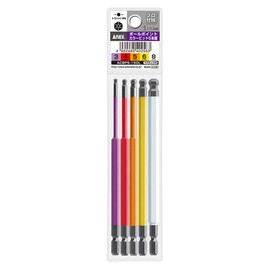 ANEX ACBP5-150L Color Bit, Ball Point, Single Head, 5.9 inches (150 mm), Storage Included, Set of 5 (3/4/5/6/8 mm)