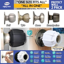 Enjoy Cover |Door Handle Grip Doorstop Knob Stopper Cover, Set of 2 Door Knob Grips for Arthritis & Seniors,Universal Size Wall Protector (White)