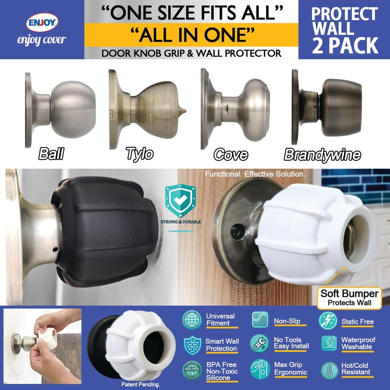 Enjoy Cover |Door Handle Grip Doorstop Knob Stopper Cover, Set