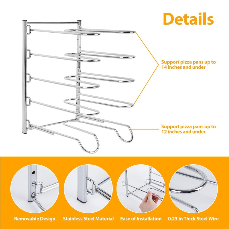 AshKiz Pizza Rack, Pizza Pan Rack, 5 Tier Stainless Steel