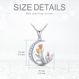 JBAERD Tulip Necklace Sterling Silver Tulip Jewelry for Women Tulip Pendant Necklace Birthday Gifts for Mom