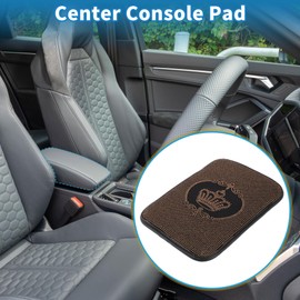A ABSOPRO Car Armrest Cushion Pad Non-slip 12.20"x8.46" Suede Champagne Gold Center Console Lid