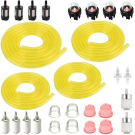 ZAMDOE Fuel Line Hose Tube Primer Bulb Fuel Filter Kit for Chainsaw String Trimmer Blower Lawnmower 2 Cycle Small Engines Carburetor Tiller Edger Diesel Fuel Hose(1.5 m*4 Size)