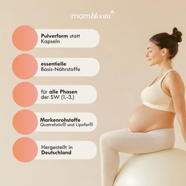 mombloom Essentials – [Pulver] für Kinderwunsch, Schwangerschaft & Stillzeit – Alle wichtigen Vitamine & Mineralstoffe inkl.Folsäure, Eisen, Magnesium – laborgeprüft – Schwangerschaftsvitamine
