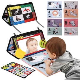 XIAOYANGKEJI Juguetes Sensoriales, Juguetes de Espejo Tiempo de Barriga para Niños con Libro de Tela para Niños, Actividad Esencial Espejo Seguro para Piso, Cama Coche