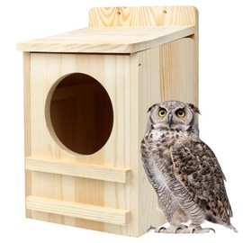 Reipuban Premium Cedar Owl House Outdoor - Handcrafted Large Owl Nesting Box, Perfect for Barn Owls, Screech Owls, and Backyard Birds (14.5" x 9" x 8.6")