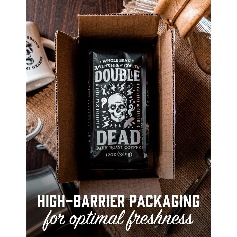 Raven's Brew Coffee High Caffeine Coffee Dark Roast Whole Bean