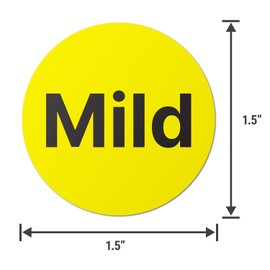Mild Labels Stickers - 1.5" Yellow Round Circle Dot Food Meal Choice Label Stickers for Restaurant Deli Grocery Store Food Packaging Food Truck, Strong Adhesive & Easy Peel (1200 Labels on Sheet)