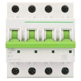 4P AC Circuit Breaker 25A Circuit Breaker C-Type Air Switch 380V/415V 6KA, Short Circuit, Overload and Surge Protection
