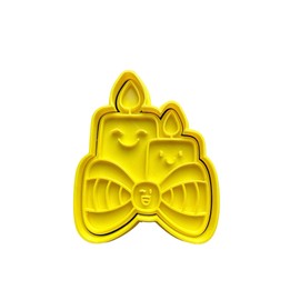 The Cookie Cutter Hub Ausstechform Weihnachtskerzen und passender Präger für Plätzchen Kekse Ton Backen Dekoration