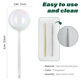 2 Pcs Glass Self Watering Globes, Iridescent Automatic Plant Waterer Bulbs Devices for Indoor & Outdoor Plants, Slow Release Watering Devices System for Various Plants (2pcs)