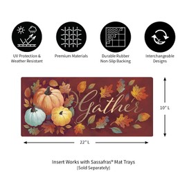 Evergreen Sassafras Crafted Harvest Interchangeable Entrance Doormat | Indoor and Outdoor | 22-inches x 10-inches | Non-Slip Backing | All-Season | Low Profile | Home Décor