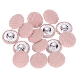 sourcing map 15Pcs Fabric Cloth Covered Button, 20mm 32L Metal Shank Round Sewing Buttons Fabric Covered Button for Coat Dress Sweater Hats Crafts Making, Pink