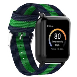 Compatible with 3Plus Vibe Pro bands, Nylon Woven Fabric Replacement Strap Compatible with 3Plus Mega / Callie / Vibe Plus / Vibe + / Vibe+ (Gen 2) / Vibe Lite / Vibe Lite BT / Vibe Pro / Cruz Smartwatch (Blue&Green, 1)