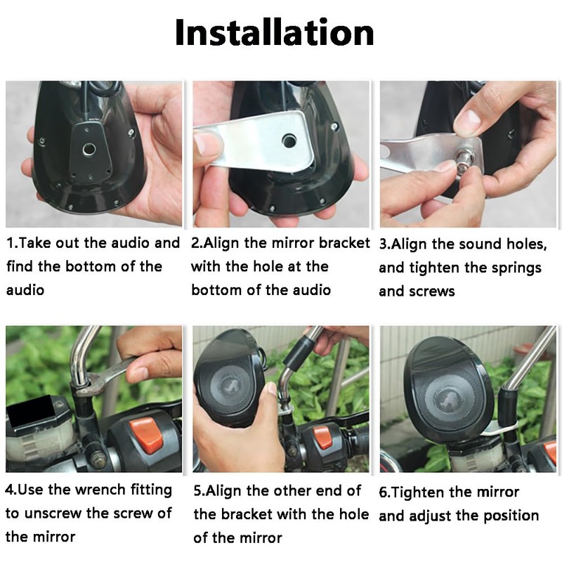 MACHSWON Waterproof Speaker Loudspeaker Music Audio Player for Motorcycle ATV