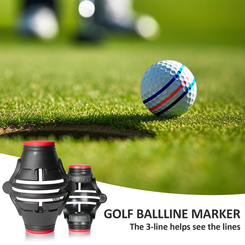 OlibaDu 1 Pack 360° Triple Line Golf Ball Marker，Golf Ball