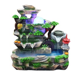 Gdrasuya10 Indoor Tabletop Water Fountain, Indoor Fountains and Waterfalls with Color LED Light & ON/Off Switch, Small Stream Tabletop Fountain Waterfall Decor for Home Office Bedroom