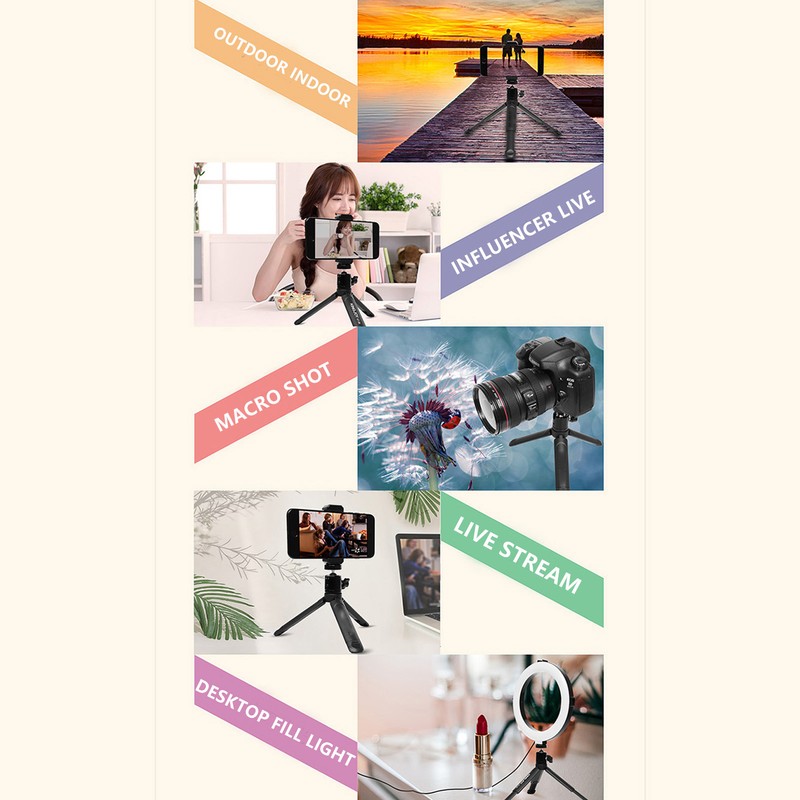 KINGJOY Desktop Tripod 2 Sections Retractable Mini Tripod for Live