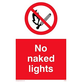 Pack of 5 - No Naked Lights Safety Sign - 100mm x 150mm - A6P