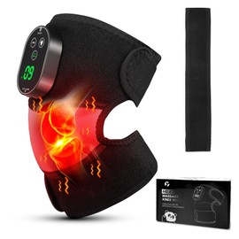 Knee Relief Kniemassagegerät, Kniewärmer mit 6 Heizung 3 Massage und 4-Gang-Timing, , 2 Hochgeschwindigkeitsmotoren mit 11000 U/min, 2 Verlängerungsgurte, für Knie/Ellenbogen/Schulter Entspannun