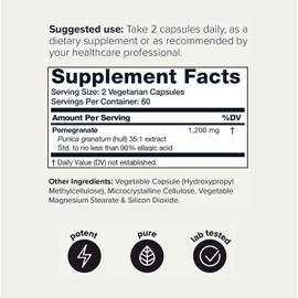 Pomegranate Extract - Ultra High Potency 35:1 Extract with 90% Ellagic Acid - Highly Concentrated - Third-Party Lab Tested - 120 Capsules