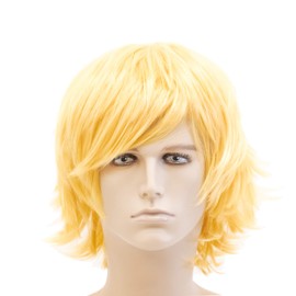 OneDor® 12 Inch Short Straight Men Hair Wig Colored Cosplay Wig Heat Friendly Party Costume Unisex Wig (Yellow Blonde)