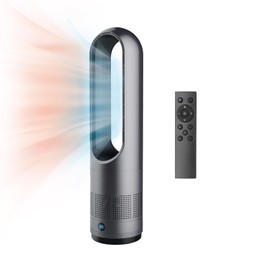 Bladeless Fan,22Inch Heating & Cooling Combo Tower Fan 80° Oscillating with Remote, 9H Timer, 8 Speeds, Portable Quiet for Indoor, Bedroom, Home Office Room