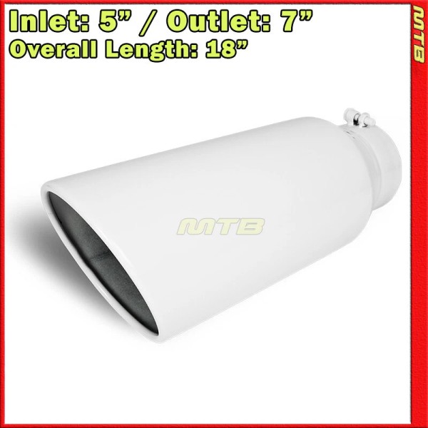 MTB Exhaust Tip 213984 Stainless Truck Angled White 18 inch
