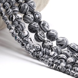 EUMENIDES Women's Stretch Rope Beaded Anklet，Tiger Eye Gemstone Anklet，4/6MM，9.45 Inch，Release Anxiety, (Schwarz-weißer Malachit Anklet,4MM)