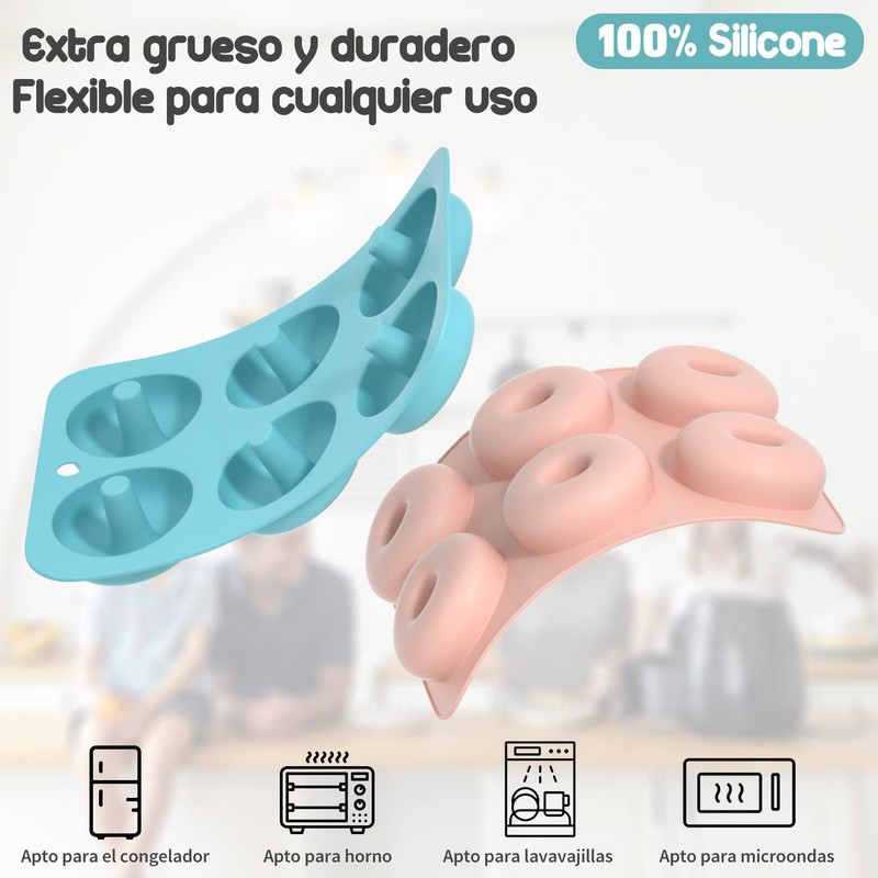 SYCYKA Moldes Para Donas y Rosquillas de Silicona Antiadherente -